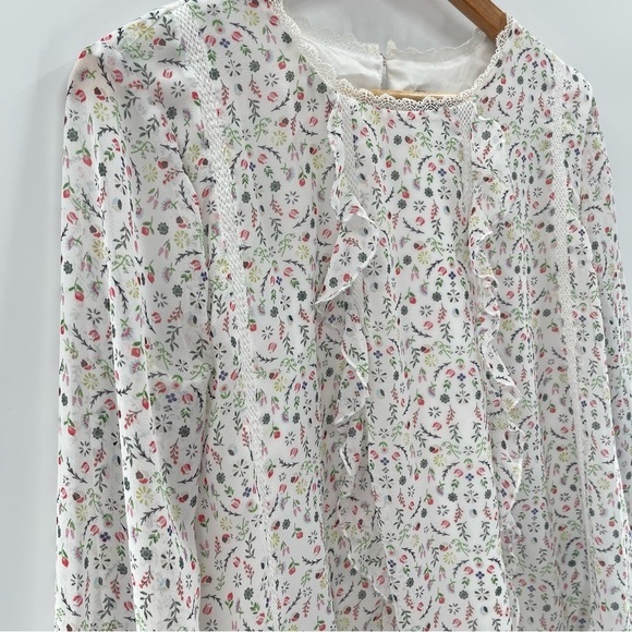 CR by Cynthia Rowley Cottagecore Long Sleeve Floral Blouse Size Small - Picture 3 of 10